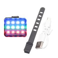 Bicycle Light 12LED Colorful USB Rechargeable Mountain Bike Tail Light Warning Light