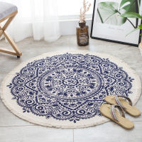 Nordic INS Cotton And Linen Outdoor Rug Ethnic Style Round Carpet Door Mats Prayer Rug Footsteps Bedroom Non-slip Mats Bohemia