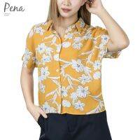 ลดพิเศษ 50% ( พร้อมส่ง )Pena house เสื้อเชิ๊ตผู้หญิง แขนสั้น ลายดอกไม้และใบไม้ PSSS052201