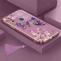 เคสสำหรับ Vivo Y17 Vivo Y3 Vivo Y15 Vivo Y12 Vivo U3X Vivo U10 Vivo Y15 2020ผีเสื้อที่สวยงามหรูหราพร้อมเคสป้องกันดอกไม้สำหรับโทรศัพท์กรอบซิลิโคนแบบนิ่มพร้อมฟรีสายคล้อง