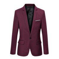 4 Colors M-4XL Slim Fit Formal One Button Suit Fashion Men Blazer Jacket Office