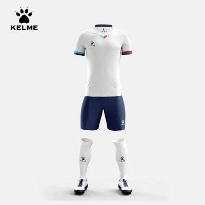 KELME Kelme ชุดสูทชุดฟุตบอลสำหรับผู้ชายเสื้อเจอร์ซีย์ตามสั่งชุดฝึกสำหรับเด็กผู้ใหญ่ชุดทีมเกมในโอกาสพิมพ์ลายแขนสั้น