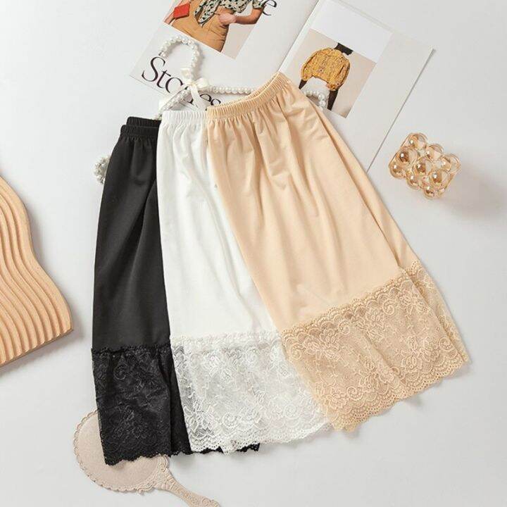 Women Skirt Extender Knee Lace Slip Hollow Length ALine Half Extenders