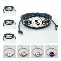 Best selling new ladies cute cartoon bee painted bracelet fairy fairy bee glass convex round ladies chain gift jewelry