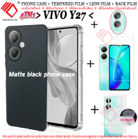 (4 in 1)เคส VIVO Y27 เคสโทรศัพท์ , ฟิล์มกระจกนิรภัย Tempered Glass ฟิล์มกระจกกันรอยกล้องหลัง + เลนส์กล้องถ่าย