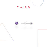 MARON✨ [ของแท้] ต่างหูเสริมดวง ต่างหูพลอยแท้ เงินแท้ แถมฟรี ผ้าเช็ดเครื่องประดับ มีใบรับประกัน พร้อมกล่อง พร้อมส่ง I My DAYS Stud Earrings with Amethyst