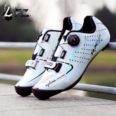 Upline รองเท้าปั่นจักรยานสำหรับผู้ชาย,รองเท้าสนีกเกอร์ปั่นจักรยานมีระบบล็อกในตัวสีสันสดใสน้ำหนักเบามากสำหรับมืออาชีพ
