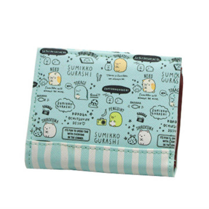 cute-sumikko-gurashi-wallet-women-blue-purse-ladies-kawaii-card-holder-leather-wallet-short-cartoon-anime-money-bag-clips