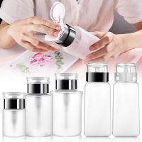 50/250ml Empty Press Nail Bottle Pump Dispenser Plastic Polish Portable Liquid Makeup Remover Cleaner Manicure Tool With Lock Travel Size Bottles Cont