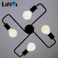 4 Head Modern Ceiling Chandelier Lights Living Room Bedroom Chandeliers Creative Home Lighting E27 LED Bulbs Vintage Industrial