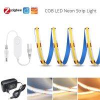 Zigbee 3.0 COB LED Strip Light 12V 1m 2m 3m 4m 5m Flexible Dimmable Lamp Warmwhite Neutral 3000-6500K f Alexa home assistant/app