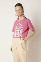 ESP เสื้อทีเชิ้ตลายตัวอักษร ผู้หญิง สีชมพู | Inspiring Letter Print Tee Shirt | 5912