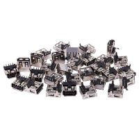 30 Pcs 15mm USB 2.0 Female Type A Port 4-Pin DIP 90 Degree Jack Socket Black+Silver