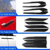 4pcs Car Door Handle Stickers Set Real Carbon Fiber Anti-scratch Cover Flexible Exterior Trim For Tesla Model 3 S X Accessories