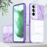 Slide Camera Cover Lens Protection Clear Case For Samsung S23 S22 Ultra S21 S20 FE A73 A53 A13 A12 A02S A03S Hard Bumper Cover