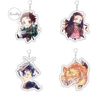 RUNDTY ของขวัญเด็กน่ารักของเล่น Kamado Nezuko ญี่ปุ่นอะนิเมะ Kamado Tanjiriu Slayer KeyChains โคมไฟอะคริลิก Kimetsu No Yaiba พวงกุญแจกระเป๋าตกแต่ง