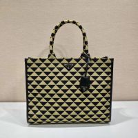 Large Prada Symbole embroidered fabric handbag