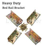 Heavy Duty Bed Rail Brackets No-Mortise Bed Rail Fittings Wooden Bed Frame Connectors with Screws for Headboards Footboards Hold