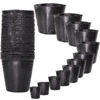 [ELEGANT] 50-100PC 15 Sizes Disposables Plastic Seedling Planting Pot Nursery Transplant Breathable Cup Black Nutrition Grow Bag Gardens