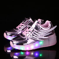 Childrens Luminous Glowing Sneakers Wings with Wheels Led Light Roller Skates Shoes Kids Led Shoes Boys Girls USB Charging 2022