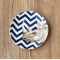 Creative Ceramic Plate Sets with Animal Deer African Grassland Print Tableware Porcelain Cake Dinner Plate Sets Dessert Tray