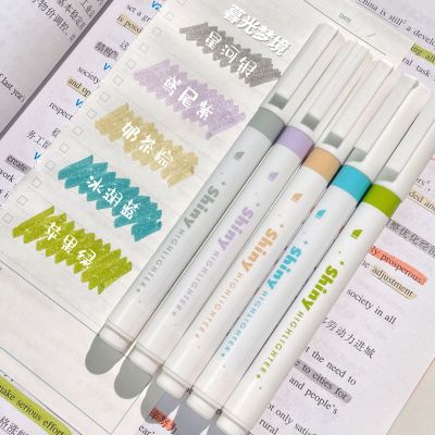 【LZ】❄  Kawaii Glitter Highlighter Pen Multicolor Gel Highlighter Marcadores Fluorescentes Canetas Art Marker Papelaria Japonesa