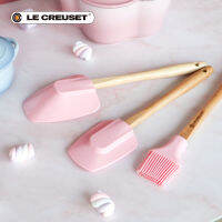 Le Creuset ช้อนซิลิโคนเกรดอาหาร สีชมพู, ไม้พาย, แปรงปัดน้ำมัน, ชุดเครื่องครัวสำหรับใช้ในบ้าน 3 ชิ้น