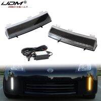 Ijdm ชุดประกอบ Lampu Jalan กลางวันของรถยนต์สำหรับนิสสัน350Z LCI 2006-2009 LED สีขาวเป็น DRL และไฟเอลอีดีสีเหลืองอำพันเป็นสัญญาณเลี้ยว