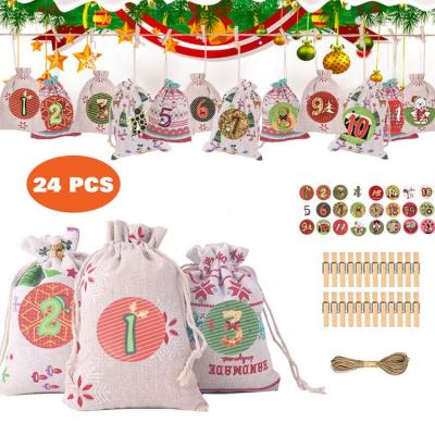 Christmas Burlap Hanging Bags Christmas Treat Bags with Drawstrings 24 Pieces Christmas Gift Bags for Party Decoration thrifty