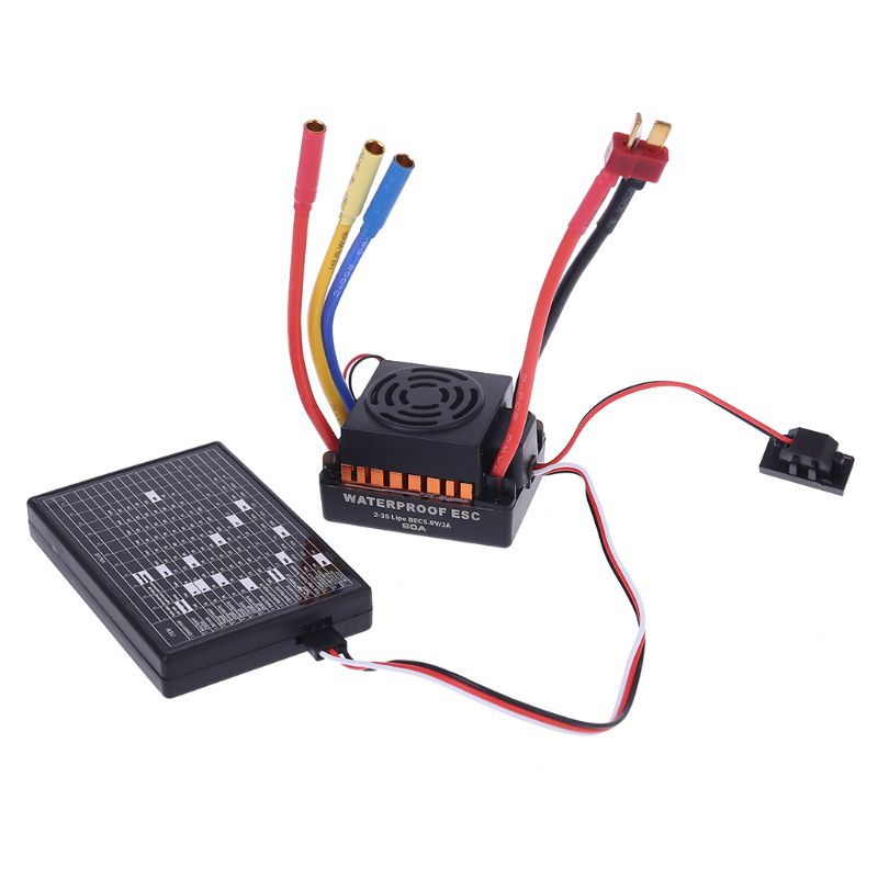 Alomejor 60A RC ESC Brushless Waterproof Electronic Speed Controller ESC for 1/10 Remote Control Car 