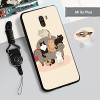 ?ใหม่เคสซิลิโคนป้องกันทุกส่วนของเครื่อง Xiaomi Mi 5 /Mi 5C /Mi 8 /Mi 8 Lite เคสโทรศัพท์มือถือแบบนิ่มลายการ์ตูนพร้อมตัวยึดแบบห่วงและเชือก