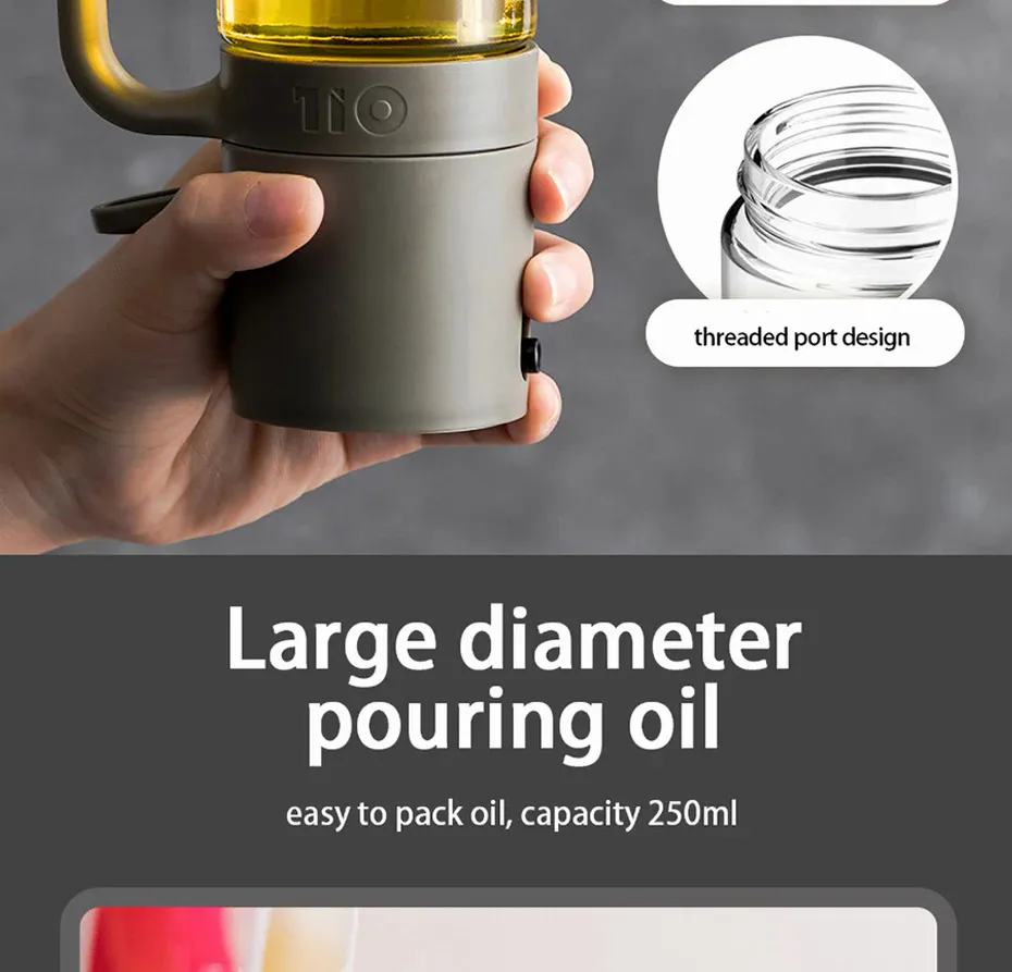 Oil Spray Bottle 250ml High Borosilicate Glass Cooking Oil Dispensers Olive  Oil Sprayer Mister for Air Fryer Salad Baking