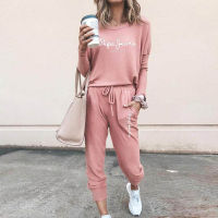 New Pepe Printed Womens Sportswear Daily Sports Elastic Homewear Womens Round Neck Sweatshirt + Sportswear Two-piece Set