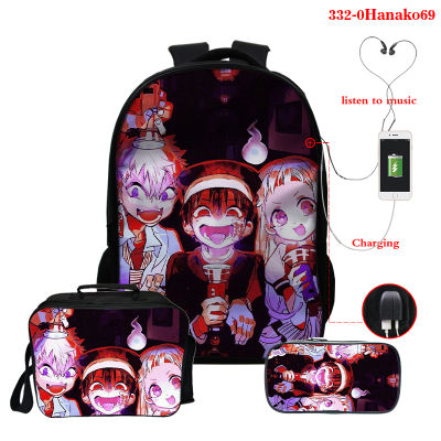 Anime Backpack Bag Usb Charging Toilet Bound Hanako Kun School Bag Mochila Escolar 3pcsset School Bag with Pen Bag Lunch Bags