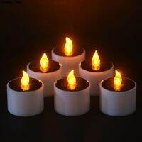 【CW】 1PC Solar Energy Plastic Candle Yellow Power LED Candles/Flameless Electronic Tea Lights Lamp For Outdoor