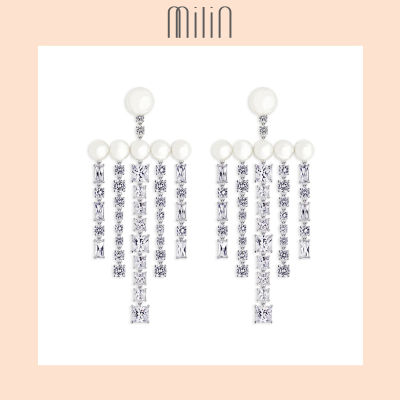 {MILIN] Pearl Studs chandelier earrings/ Jacqueline earrings