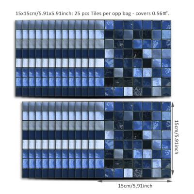 【SALE】 nancarenko1977 สติกเกอร์ติดผนัง PVC 25ชิ้น/แพ็คสำหรับห้องน้ำ,สติกเกอร์โมเสคกันน้ำมีกาวในตัวตกแต่งผนังพื้นหลังทีวีขนาด10*10ซม./15*15ซม.