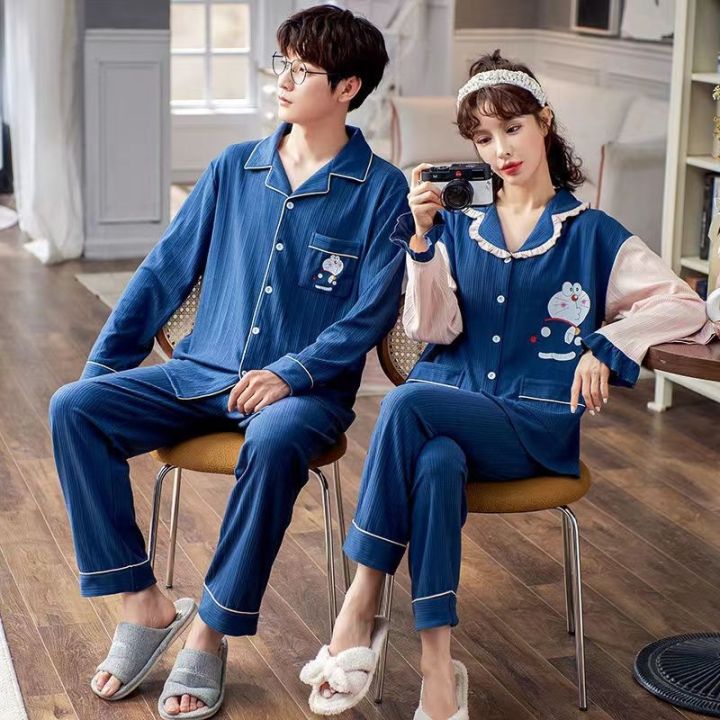 cod-sdfgdergrer-cod-ready-stock-korean-fashion-long-sleeve-pants-plus-size-cotton-sleepwear-unisex-loose-cute-cartoon-printed-doraemon-casual-sexy-ladies-family
