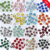 100ชิ้น3มิลลิเมตรสีทั้งหมดเย็บบนรอบ Rhinestones กับซิลเวอร์เล็บจักรเย็บผ้าคริสตัลสำหรับเย็บปักถักร้อย DIY แก้วคริสตัลหินเย็บบนเสื้อผ้าแต่งงานชุดงานฝีมือ