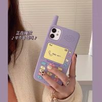 【ABW】 เกาหลีน่ารักการ์ตูนสีม่วงโทรศัพท์มือถือจี้กรณีโทรศัพท์สำหรับ iPhone 11 12 13 Pro XS Max X XR SE 7 8พลัสซิลิโคนอ่อนนุ่มปกหลัง