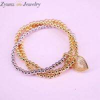 5PCS, CZ micro pave connector clasp with round copper beads chain bracelets