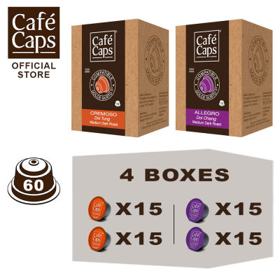 Cafecaps - Coffee Nescafe Dolce Gusto MIX Compatible capsules of Doi Chang (2 Box X15 แคปซูล) &amp; Cremoso (2 กล่อง X15 แคปซูล) รวม 60 แคปซูล - Dolce Gusto Coffee capsule compatible แคปซูลกาแฟที่ กาแฟสไตล์อิตา