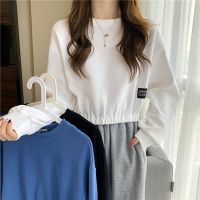 ✤✸ Dancer practice room loose sweater womens spring and autumn thin section sweet cool hot girl high waist jazz navel cropped top trendy