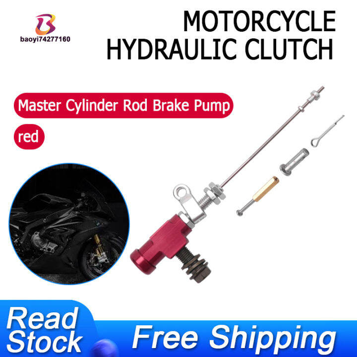 Motorcycle Hydraulic Clutch Master Cylinder Rod Brake Pump M10x1.25mm Aluminum red, hydraulic