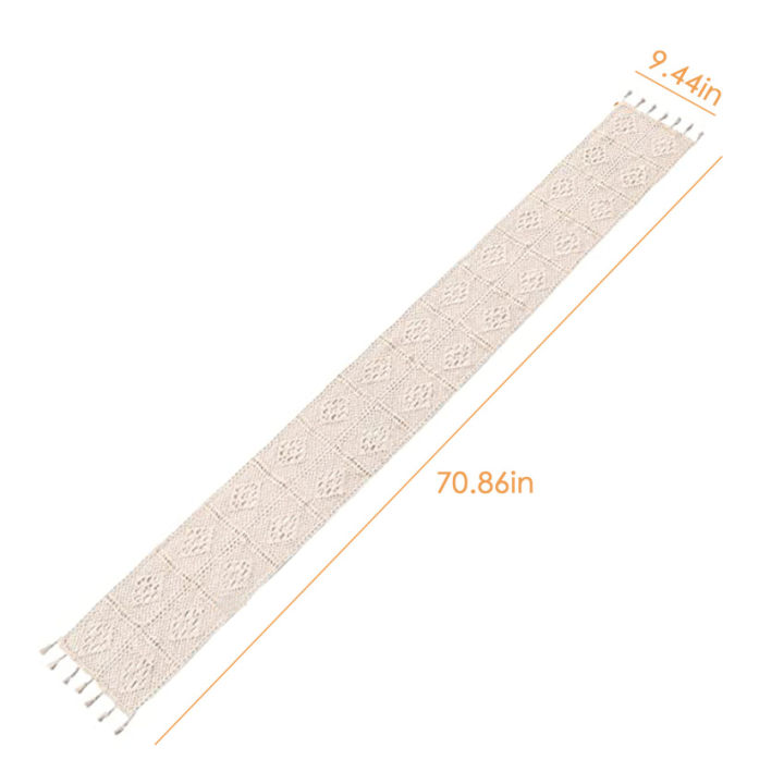 9-5-x-71-beige-macrame-table-runner-ลูกไม้โครเชต์สี่เหลี่ยมหรูหราธงอาหารค่ำสไตล์โบฮีเมียน