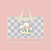 Tulip Checkerboard เคสแล็ปท็อป13-16.1นิ้วกระเป๋าแล็ปท็อปแบบพกพากันกระแทกกันน้ำพิมพ์ลายพียูเหมาะสำหรับ MacBook Dell Lenovo 14 0000