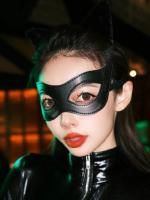 original Halloween Catwoman cos mask female masquerade festival dress leather eye mask bar party half face mask