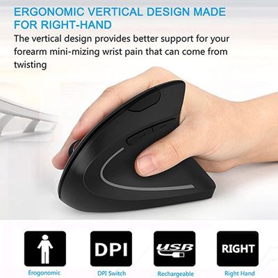 H1 Rechargeable Adjustable DPI Wireless Ergonomic Vertical Mouse 2.4GHz 2400DPI Vertical Mice for Laptop/MacBook/PC