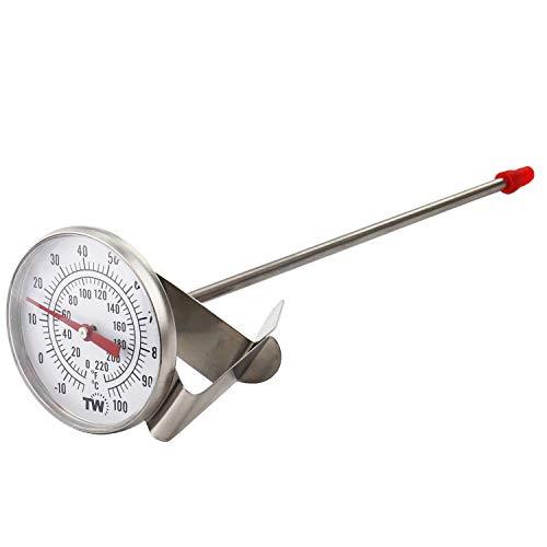 Milk Thermometer for Steaming Milk - Ideal Coffee Cheese Yogurt Making Thermometer with Clip and 165mm Probe Length