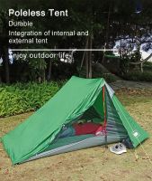 Camping Tent 2 Person Waterproof Ultralight Backpacking Tent For Outdoor Hiking Poleless Solo Bivvy 20D Silicone No Pole Tent